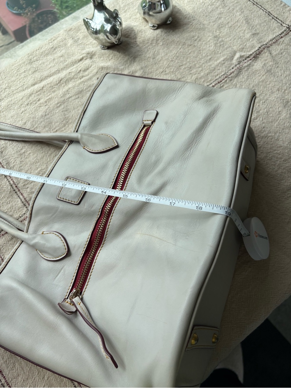 Dooney and Bourke Women's White Leather Tote Bag with Front Zip Pocket - Picture 13 of 16